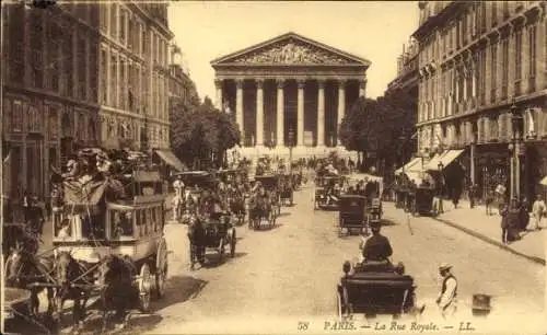Ak Paris VIIIe Élysée, Rue Royale, Kutsche