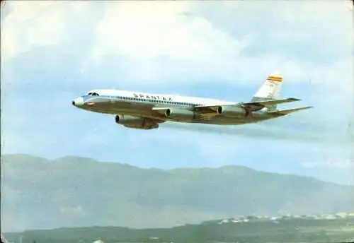 Ak Spanisches Passagierflugzeug der Spantax, Convair CV 990 A Coronado
