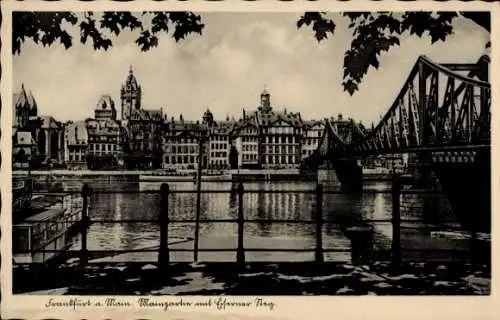 Ak Frankfurt am Main, Maingarten, Eiserner Steg