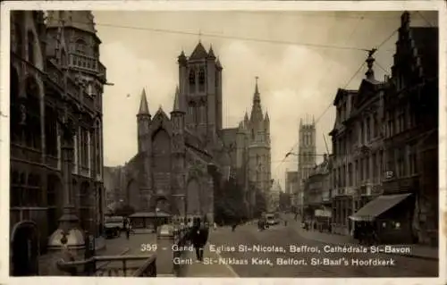 Ak Gent Gent Ostflandern, St.-Nikolaus-Kirche, Belfried, St.-Bavo-Kathedrale