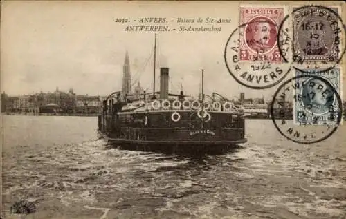 Ak Antwerpen Antwerpen Flandern, Boot von Ste Anne