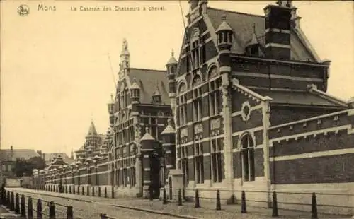 Ak Mons Wallonia Hennegau, Die Kaserne der Pferdejäger