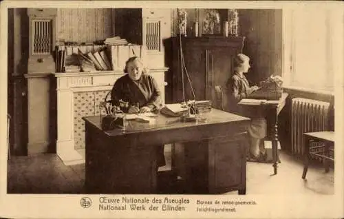 Ak Bruxelles Brüssel, Nationales Werk der Blinden Informationsbüro Nachrichtendienst