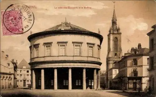 Ak Tournai Wallonie Hennegau, Der Konzertsaal und der Belfried