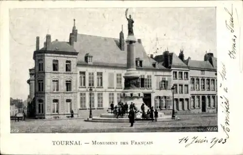Ak Tournai Wallonien Hennegau, Denkmal der Franzosen, Denkmal
