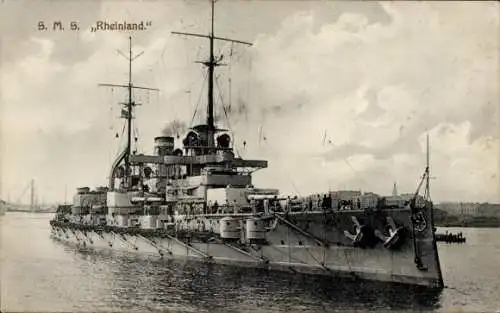 Ak Deutsches Kriegsschiff, SMS Rheinland, Großlinienschiff, Kaiserliche Marine