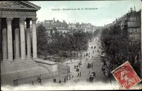 Ak Paris VIII, La Madeleine, Boulevard de la Madeleine