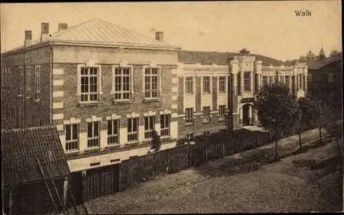 Ak Valka Walk Livland Lettland, Gebäude, Straße