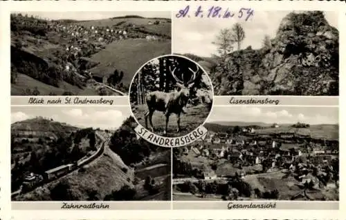 Ak Sankt Andreasberg Braunlage im Oberharz, Zahnradbahn, Hirsch, Gesamtansicht, Eisensteinsberg