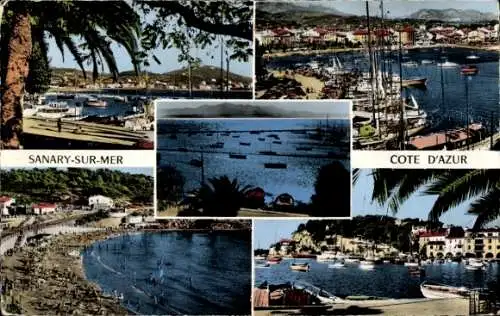 Ak Sanary sur Mer Var, Strand, Hafen