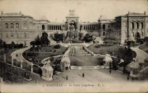 Ak Marseille Bouches du Rhône, Le Palais Longchamp