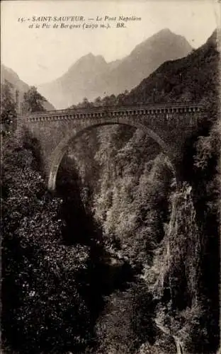 Ak Luz Saint Sauveur Hautes Pyrénées, Pont Napoleon, Pic de Bergons