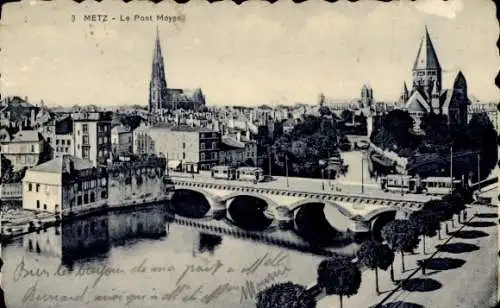 Ak Metz Moselle, Pont Moyen