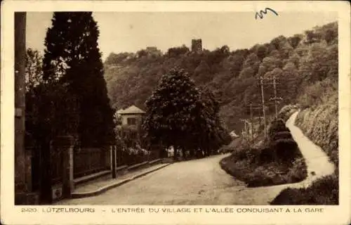 Ak Lutzelbourg Lützelburg Lothringen Moselle, l'Entree du village, l'Allee conduisant a la gare