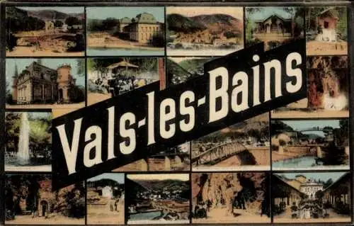Ak Vals les Bains Ardeche, Panorama, Brücke, Burg