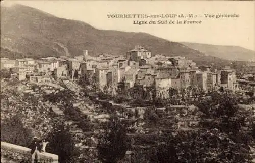 Ak Tourrettes de Vence Tourrettes-sur-Loup Alpes Maritimes, Gesamtansicht, Ligne du Sud de la France