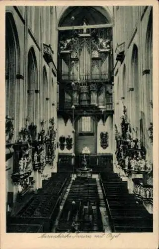Ak Lübeck, Marienkirche, Innenansicht, Orgel, Altar