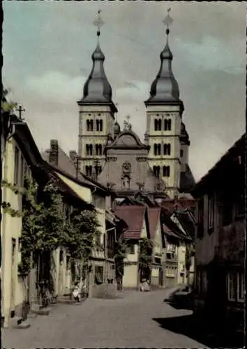 Ak Amorbach im Odenwald Unterfranken, Abteigasse, Kirche