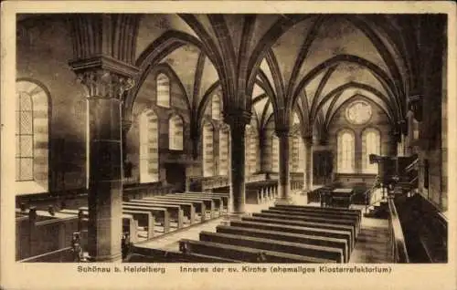 Ak Schönau bei Heidelberg Odenwald, Inneres der ev. Kirche (ehemaliges Klosterrefektorium)
