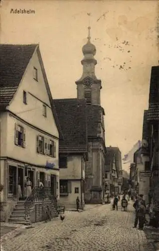 Ak Adelsheim in Baden, Straßenansicht, Kirche