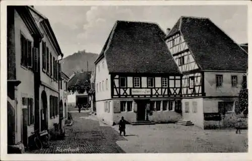 Ak Hambach Neustadt an der Weinstraße, Partie am Gasthaus zum Engel, Fachwerkhaus