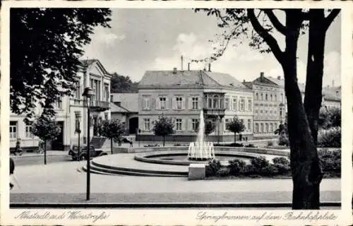 Ak Neustadt an der Weinstraße, Springbrunnen auf dem Bahnhofsplatz