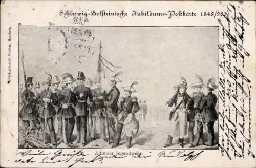 Ak Hamburg Altona, Jugendwehr, Uniformen, Trommel, Jubiläumspostkarte 1848/98
