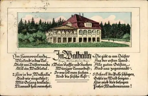 Ak Bad Nenndorf an der Weser, Restaurant Walhalla, Gedicht