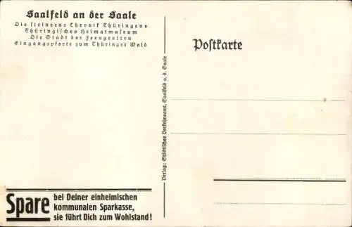 Künstler Ak Saalfeld an der Saale Thüringen, Steinerne Chronik Thüringens