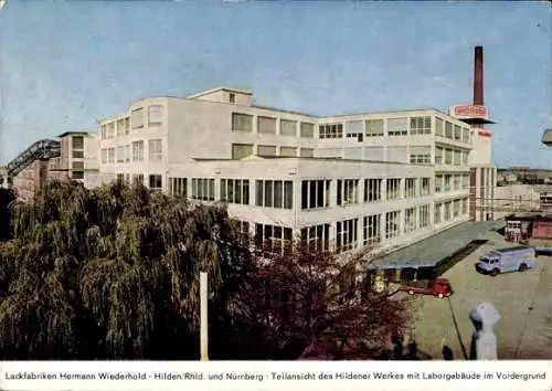 Ak Hilden im Rheinland, Lackfabriken Hermann Wiederhold, Teilansicht, Laborgebäude