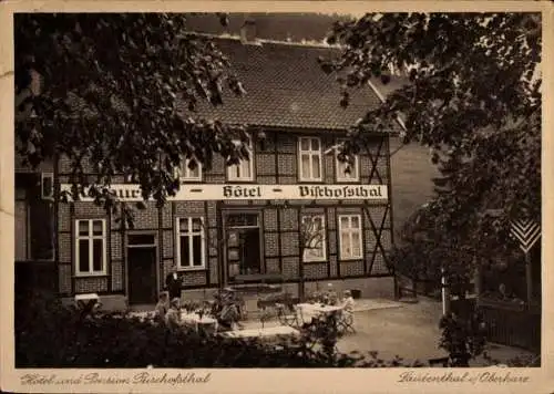 Ak Lautenthal Langelsheim im Oberharz, Hotel Pension Bischofsthal, Terrasse