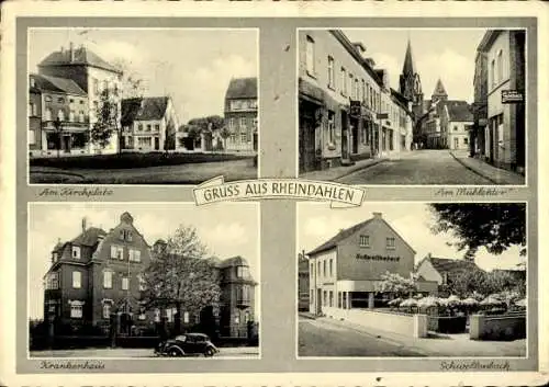Ak Rheindahlen Mönchengladbach im Ruhrgebiet, Kirchplatz, Mühlentor, Krankenhaus, Schwellenbach