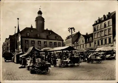 Ak Meerane in Sachsen, Marktplatz, Rathaus