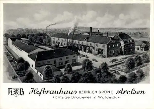 Ak Bad Arolsen in Hessen, Hofbrauhaus Heinrich Brüne, Brauerei, Gesamtansicht