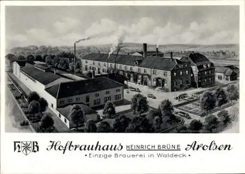 Ak Bad Arolsen in Hessen, Hofbrauhaus Heinrich Brüne, Brauerei, Gesamtansicht