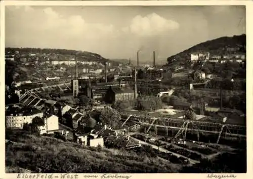 Foto Ak Elberfeld Wuppertal, West, Panorama, Schwebebahn, Fabriken