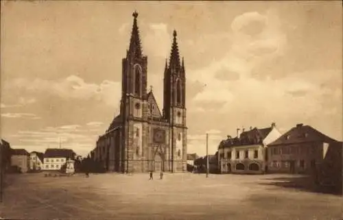 Ak Geisenheim am Rhein Hessen, Marktplatz, Pfarrkirche