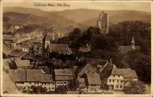Ak Osterode am Harz, alte Burg, Fachwerkhäuser
