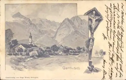 Ak Garmisch Partenkirchen in Oberbayern, Panorama