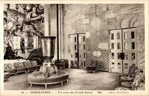 Ak Paquebot Normandie, CGT French Line, Transatlantique, Grand Salon