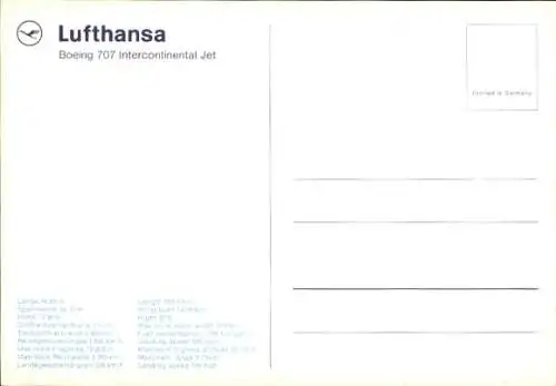 Ak Deutsches Passagierflugzeug, Lufthansa, Boeing 707 Intercontinental Jet