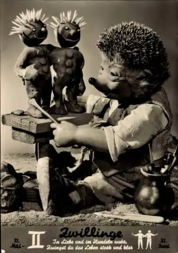 Ak Mecki der Igel, Sternzeichen Zwillinge, Gemini, 21. Mai bis 21. Juni