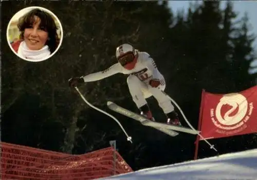 Reklamekarte Wintersport, Ski, Mari Walliser, Sieg Kombinations-Abfahrt