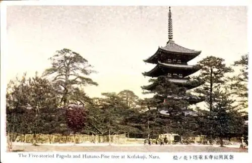 Ak Nara, Präfektur Nara, Japan, Fünfstöckige Pagode, Hanano-Kiefer, Kofukuji