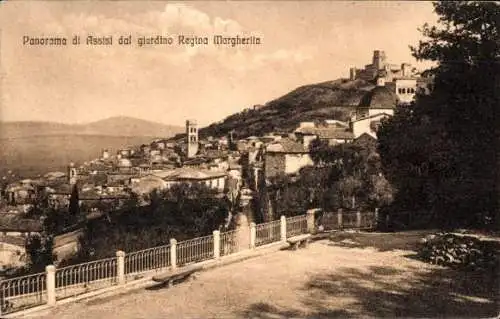 Ak Assisi Umbria, Panorama vom Garten Regina Margherita gesehen