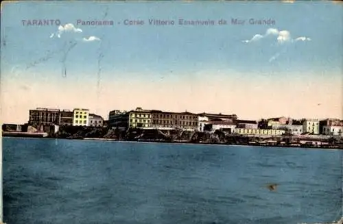 Ak Tarent Taranto Puglia, Panorama, Corso Vittorio Emanuele da Mar Grande