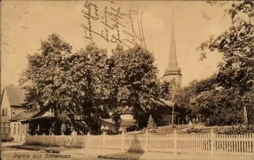 Ak Sittensen in Niedersachsen, Ortspartie, Kirche