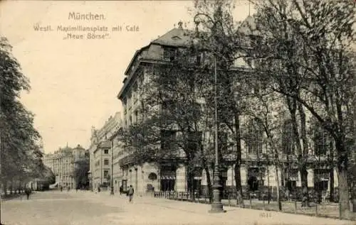 Ak München, Maximiliansplatz, Café Neue Börse
