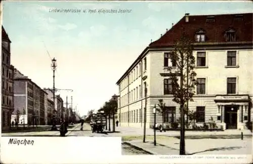 Ak Ludwigsvorstadt Isarvorstadt München, Lindwurmstraße, med. klinisches Institut
