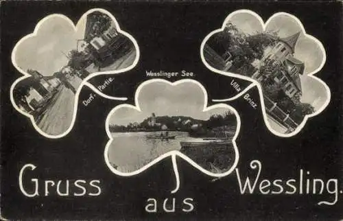Ak Wessling Weßling Oberbayern, Dorfpartie, Wesslinger See, Villa Brinz
